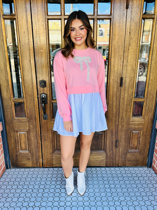 Simply Southern Twyla Rhinestone Coquette Bow Dress-Stacey Kluttz-Shop Anchored Bliss Women's Boutique Clothing Store