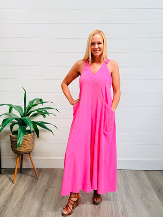 Sunset Blush Overalls • Pink-Stacey Kluttz-Shop Anchored Bliss Women's Boutique Clothing Store
