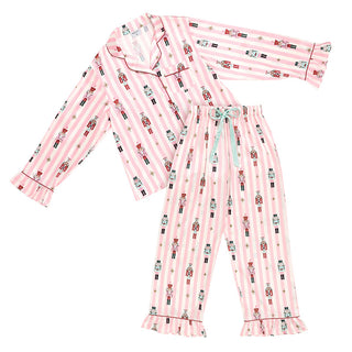 Nutcracker Stripes Top + Bottom Pajama Set • Pink-Bella Sleep + Spa-Shop Anchored Bliss Women's Boutique Clothing Store