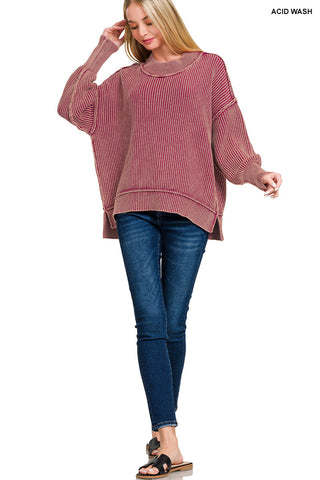 As it Was Ribbed Oversized Sweater • Cabernet-Zenana-Shop Anchored Bliss Women's Boutique Clothing Store