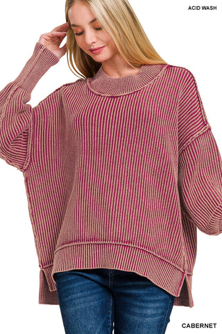 As it Was Ribbed Oversized Sweater • Cabernet-Zenana-Shop Anchored Bliss Women's Boutique Clothing Store