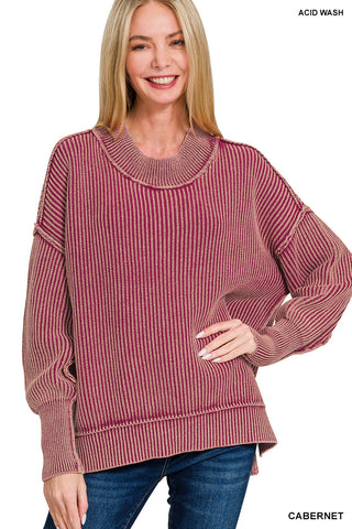 As it Was Ribbed Oversized Sweater • Cabernet-Zenana-Shop Anchored Bliss Women's Boutique Clothing Store
