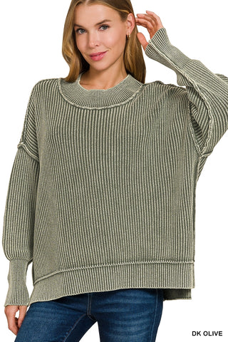 As it Was Ribbed Oversized Sweater • Olive-Zenana-Shop Anchored Bliss Women's Boutique Clothing Store