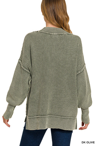 As it Was Ribbed Oversized Sweater • Olive-Zenana-Shop Anchored Bliss Women's Boutique Clothing Store