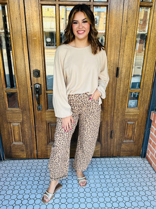 Take a Chance Brushed Waffle Long Sleeve Casual Top • Cream-HYFVE-Shop Anchored Bliss Women's Boutique Clothing Store