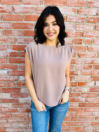 Keep it Together Cap Sleeve Top • Tan-EESome-Shop Anchored Bliss Women's Boutique Clothing Store