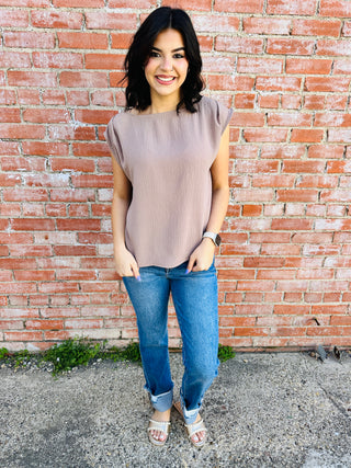 Keep it Together Cap Sleeve Top • Tan-EESome-Shop Anchored Bliss Women's Boutique Clothing Store