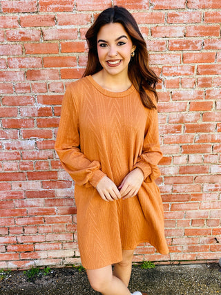 Thinking of You Cable Knit Dress • Camel-Lovely Melody-Shop Anchored Bliss Women's Boutique Clothing Store