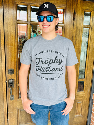 Trophy Husband Graphic Tee • Deep Heather Grey-Harps & Oli-Shop Anchored Bliss Women's Boutique Clothing Store