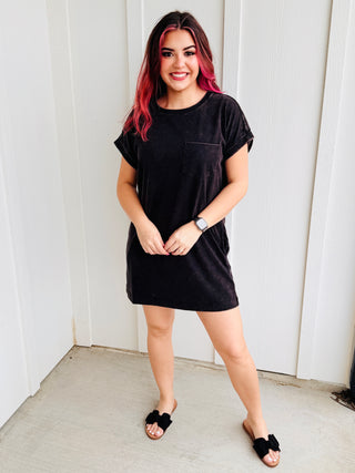 Want Your Love Mineral Washed Pocket Tee Dress • Ash Black-Zenana-Shop Anchored Bliss Women's Boutique Clothing Store