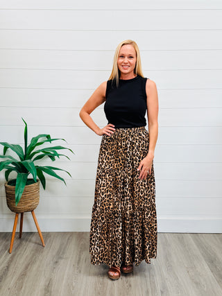 Wild Child Leopard Print Maxi Skirt-Stacey Kluttz-Shop Anchored Bliss Women's Boutique Clothing Store