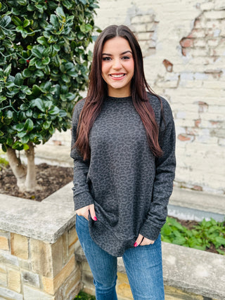 Wildly Cozy Leopard Print Sweatshirt • Black-Harps & Oli-Shop Anchored Bliss Women's Boutique Clothing Store