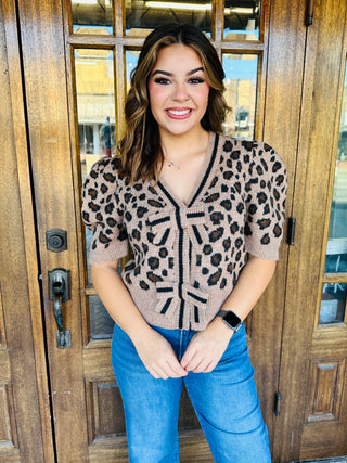 Wildly in Love Puff Sleeve Leopard Sweater • Brown-She+Sky-Shop Anchored Bliss Women's Boutique Clothing Store