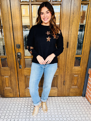 Wish Upon a Star Sequin Embellished Sweater • Black-EESome-Shop Anchored Bliss Women's Boutique Clothing Store