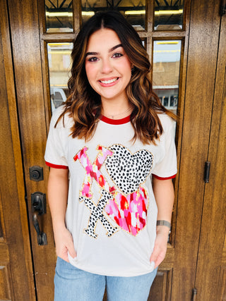 XOXO Dalmatian & Water Color Ringer Graphic Tee-Harps & Oli-Shop Anchored Bliss Women's Boutique Clothing Store