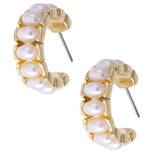 Kitty Ivory Pearl Hoop Earrings-Canvas Style-Shop Anchored Bliss Women's Boutique Clothing Store