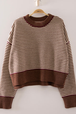 Promise Me Forever Striped Sweater • Brown