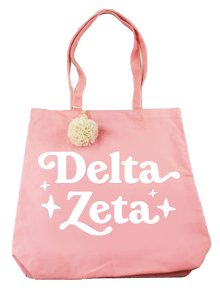 Sorority Retro Pom Pom Tote Bag-Sorority Shop-Shop Anchored Bliss Women's Boutique Clothing Store