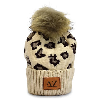 Sorority Leopard Pom Pom Beanie Hat-Sorority Shop-Shop Anchored Bliss Women's Boutique Clothing Store