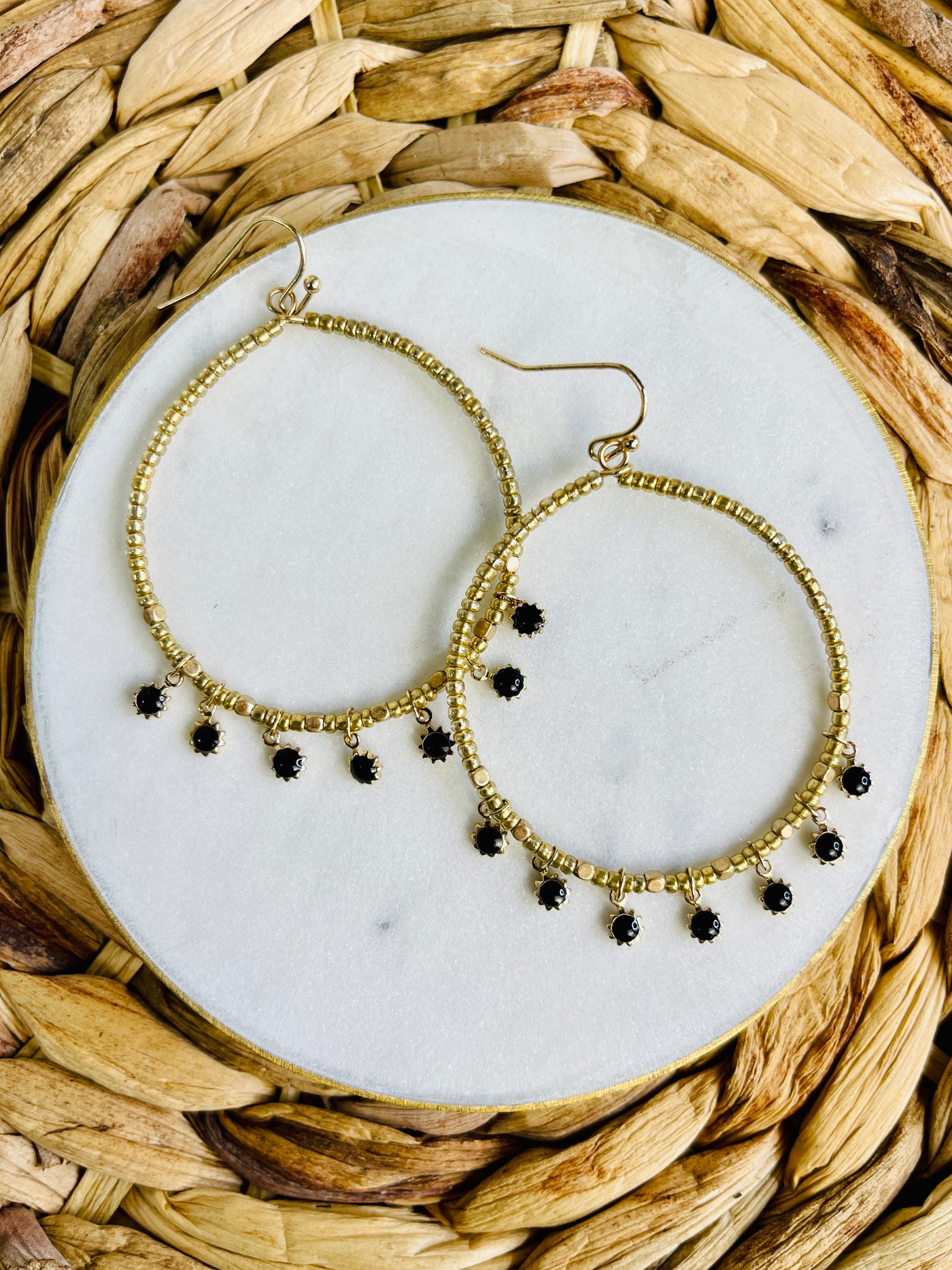 Make A Move Gold Hoop Earrings • Black-DMC-Shop Anchored Bliss Women's Boutique Clothing Store