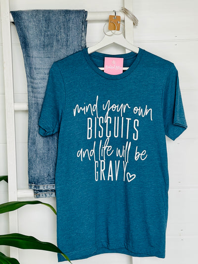 Mind Your Own Biscuits Graphic Tee-Harps & Oli-Shop Anchored Bliss Women's Boutique Clothing Store