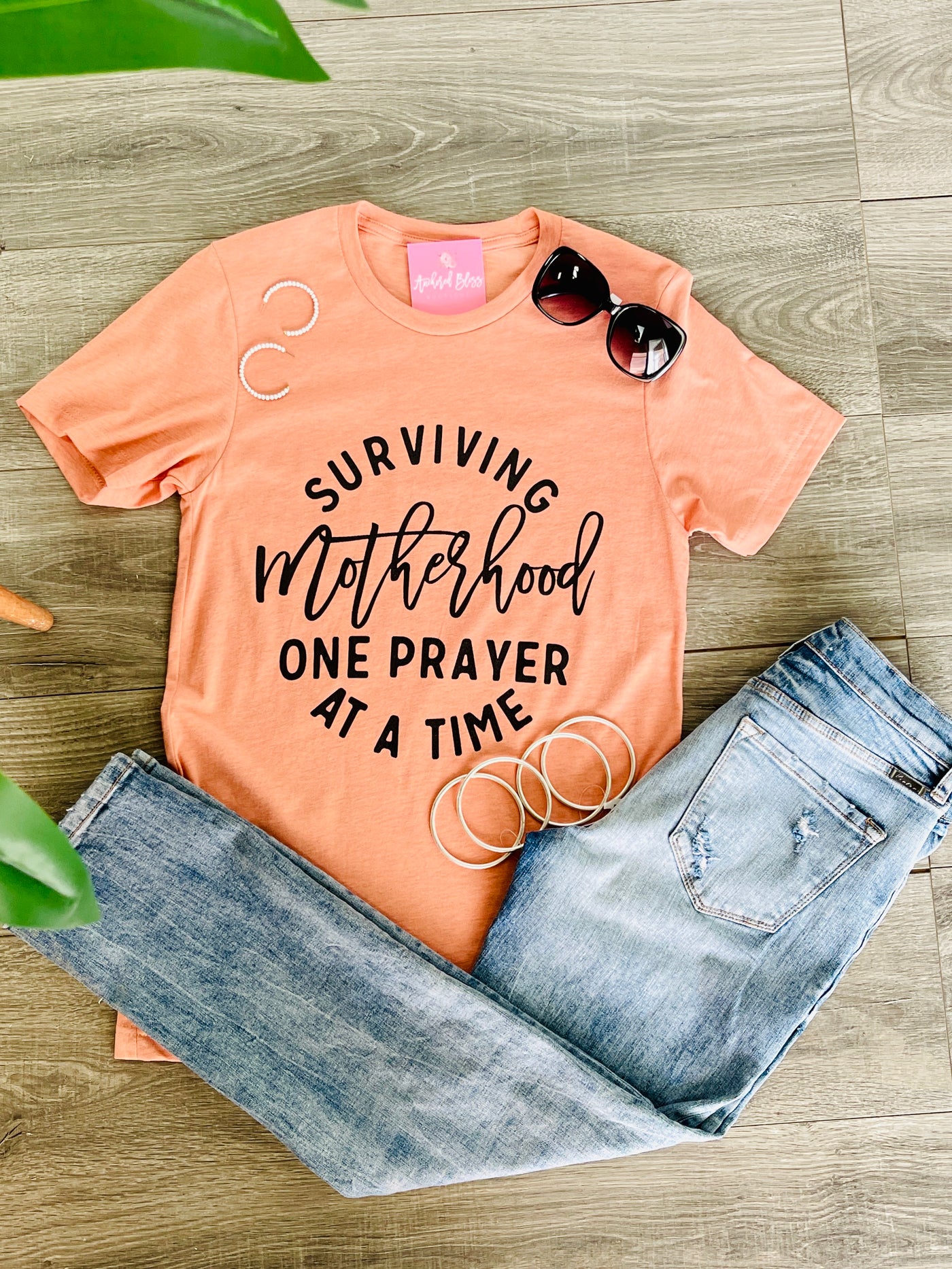 Surviving Motherhood One Prayer at a Time Graphic Tee-Harps & Oli-Shop Anchored Bliss Women's Boutique Clothing Store