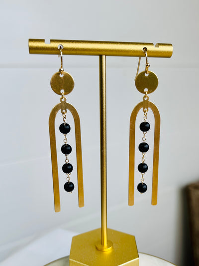 Samantha Gold Arch Earrings • Black-DMC-Shop Anchored Bliss Women's Boutique Clothing Store