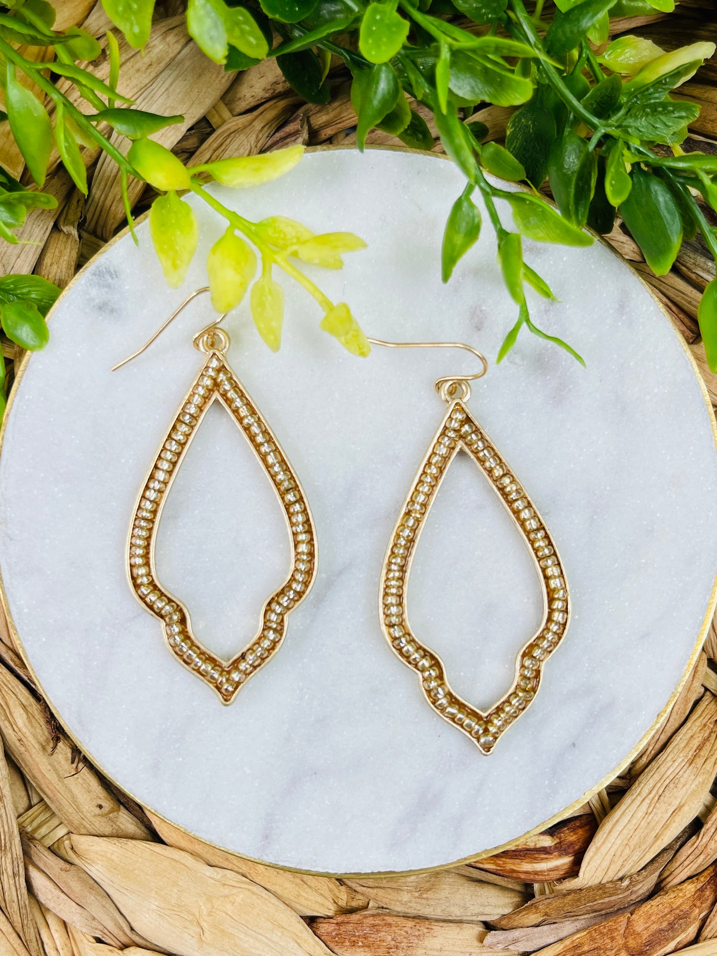 On The Horizon Beaded Earrings • Gold-DMC-Shop Anchored Bliss Women's Boutique Clothing Store