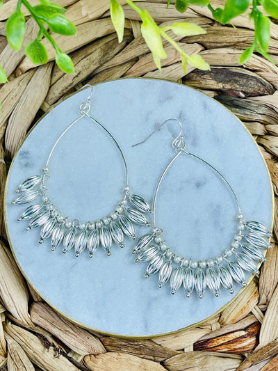 Better Together Teardrop Beaded Earrings • Silver-DMC-Shop Anchored Bliss Women's Boutique Clothing Store