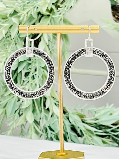 As Luck Would Have It Hoop Earrings • Silver and Grey-Pomina-Shop Anchored Bliss Women's Boutique Clothing Store
