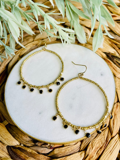 Make A Move Gold Hoop Earrings • Black-DMC-Shop Anchored Bliss Women's Boutique Clothing Store