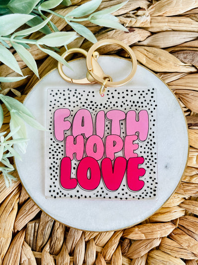Faith Hope Love Dotted Keychain-Jane Marie-Shop Anchored Bliss Women's Boutique Clothing Store