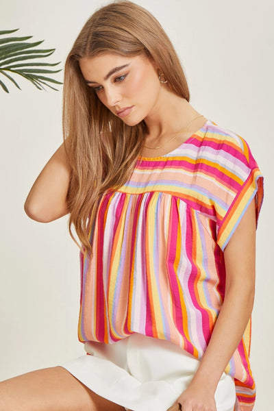 Back of Your Mind Striped Top • Multi Color-Andree by Unit-Shop Anchored Bliss Women's Boutique Clothing Store
