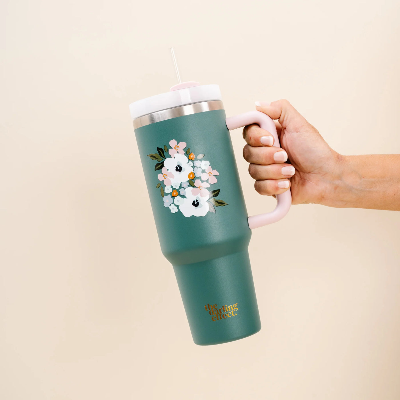 40oz. Take Me Everywhere Tumbler with Handle • Bloom Jade-The Darling Effect-Shop Anchored Bliss Women's Boutique Clothing Store