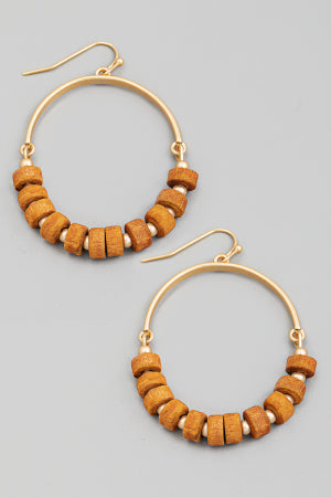 Round Circle Bead Cutout Drop Earrings • Brown-Fame Accessories-Shop Anchored Bliss Women's Boutique Clothing Store