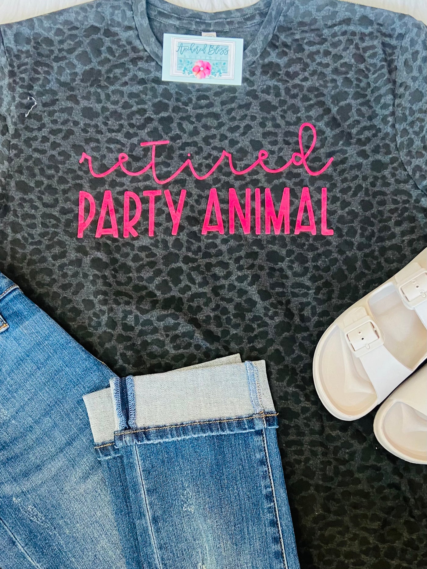 Retired Party Animal Graphic Tee-Harps & Oli-Shop Anchored Bliss Women's Boutique Clothing Store