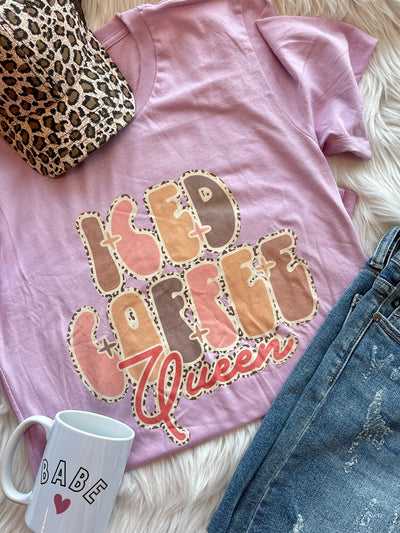 Iced Coffee Queen Graphic Tee-Harps & Oli-Shop Anchored Bliss Women's Boutique Clothing Store