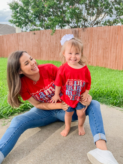 American Mini Repeat Graphic Tee-Harps & Oli-Shop Anchored Bliss Women's Boutique Clothing Store