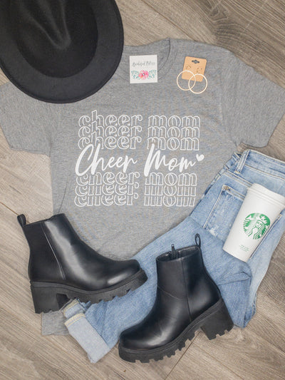 Grey Cheer Mom Repeat Graphic Tee-Harps & Oli-Shop Anchored Bliss Women's Boutique Clothing Store