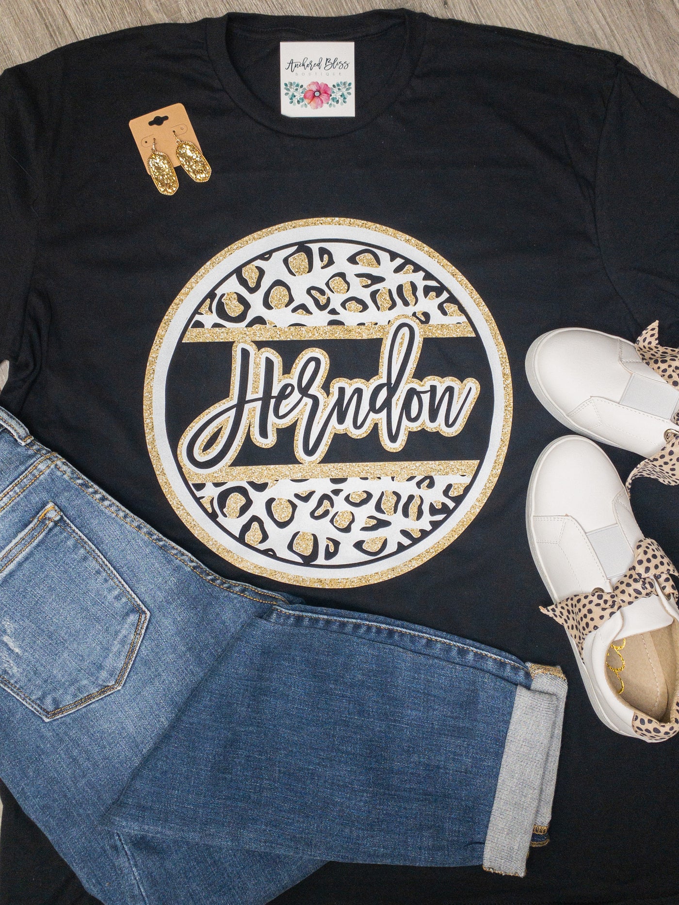 Herndon Leopard Circle Graphic Tee-Harps & Oli-Shop Anchored Bliss Women's Boutique Clothing Store