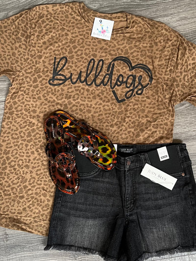 Bulldogs Brown Leopard Graphic Tee-Harps & Oli-Shop Anchored Bliss Women's Boutique Clothing Store