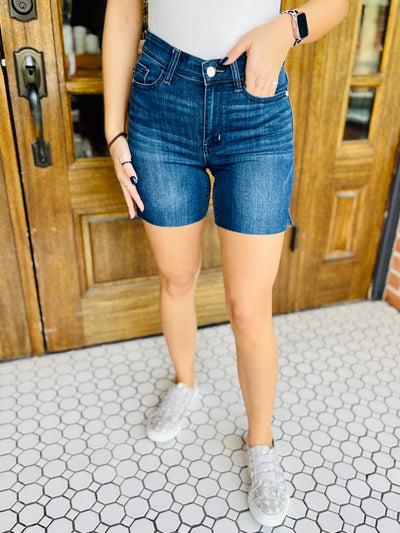 Forever To Go Mid Length Shorts-Judy Blue-Shop Anchored Bliss Women's Boutique Clothing Store