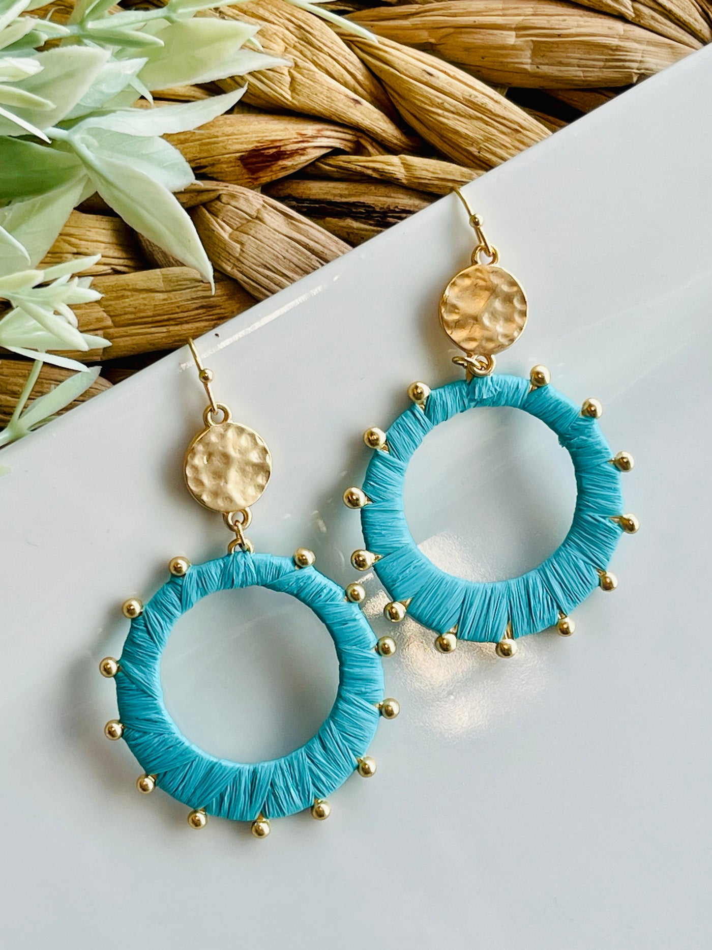 Katy Circle Earrings • Turquoise-DMC-Shop Anchored Bliss Women's Boutique Clothing Store