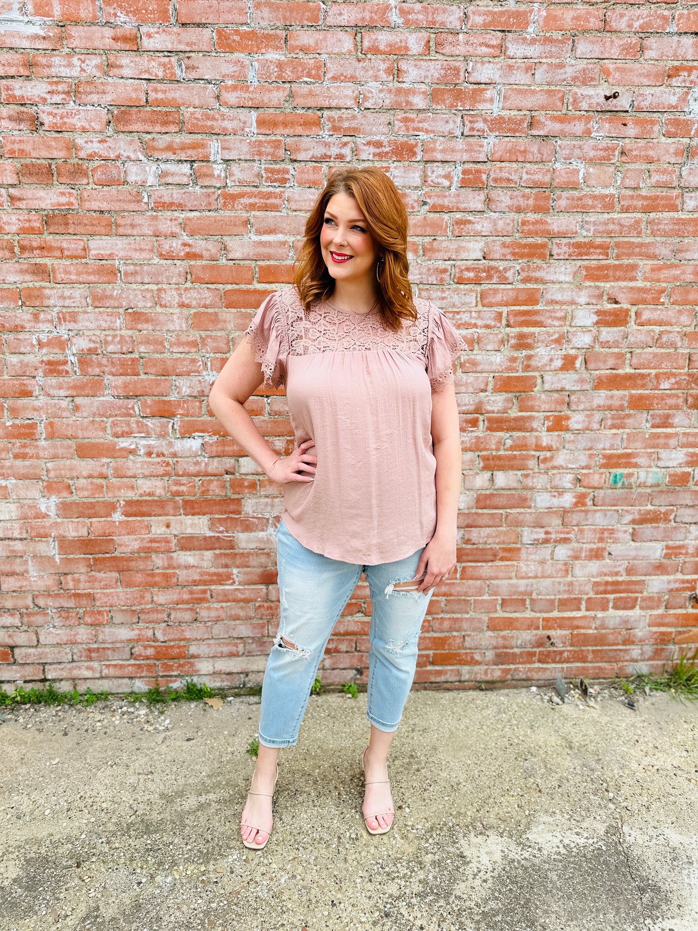 True Passion Round Neck Lace Top • Blush-Blu Pepper-Shop Anchored Bliss Women's Boutique Clothing Store