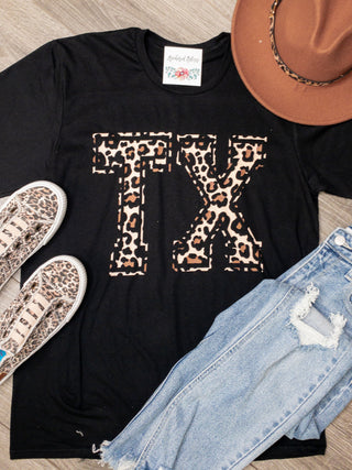 MADE TO ORDER Leopard TX Graphic Tee-Harps & Oli-Shop Anchored Bliss Women's Boutique Clothing Store