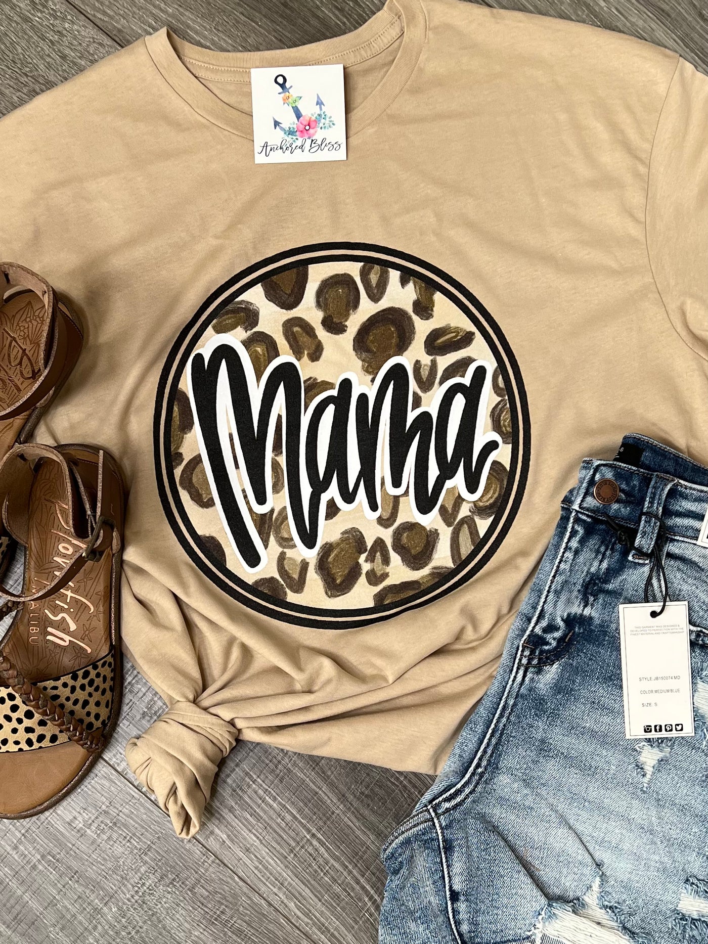 Mama Leopard Circle Graphic Tee-Harps & Oli-Shop Anchored Bliss Women's Boutique Clothing Store