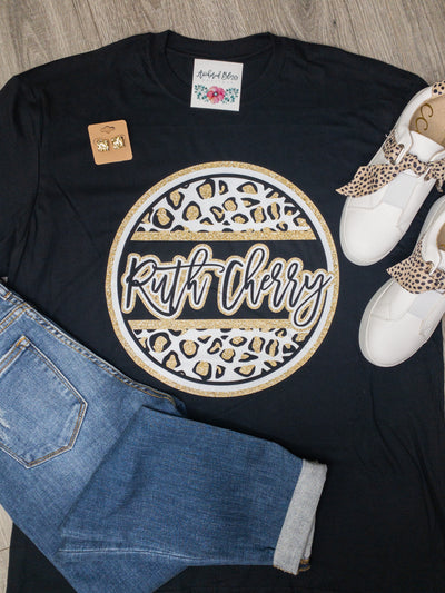 Ruth Cherry Leopard Circle Graphic Tee-Harps & Oli-Shop Anchored Bliss Women's Boutique Clothing Store