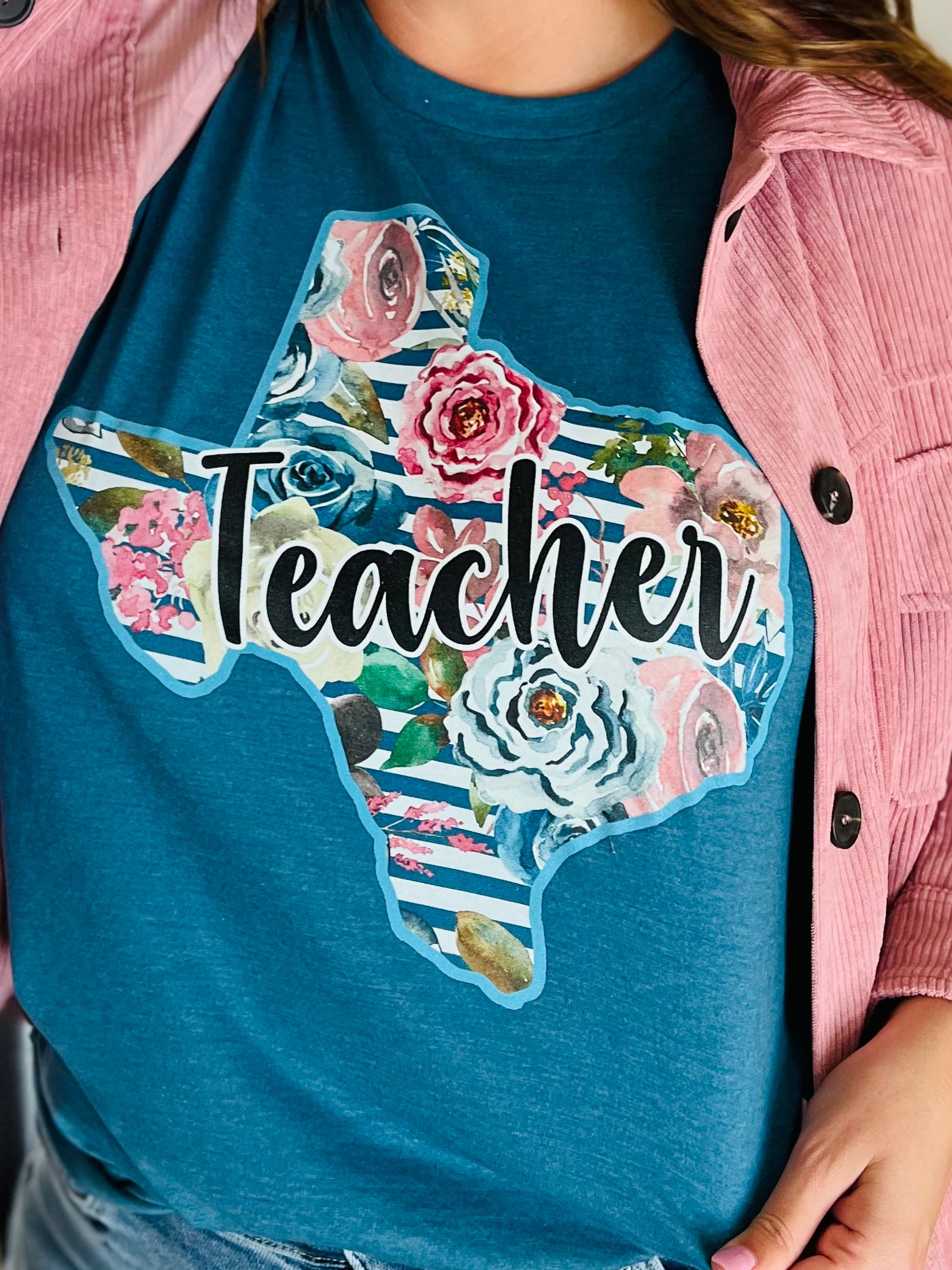 Texas Teacher Graphic Tee-Harps & Oli-Shop Anchored Bliss Women's Boutique Clothing Store