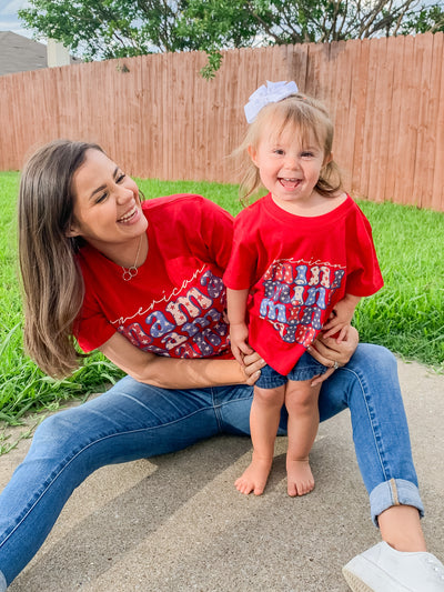 American Mini Repeat Graphic Tee-Harps & Oli-Shop Anchored Bliss Women's Boutique Clothing Store