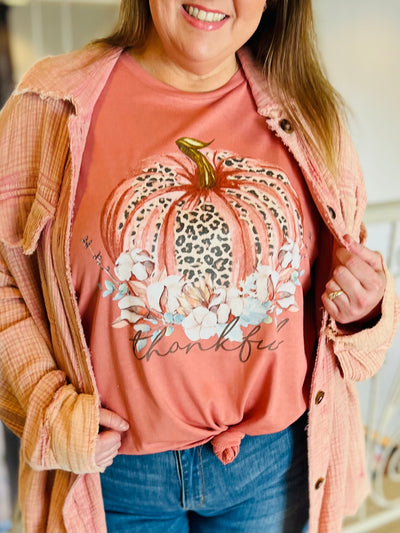 Thankful Pumpkin and Stems Graphic Tee-Harps & Oli-Shop Anchored Bliss Women's Boutique Clothing Store